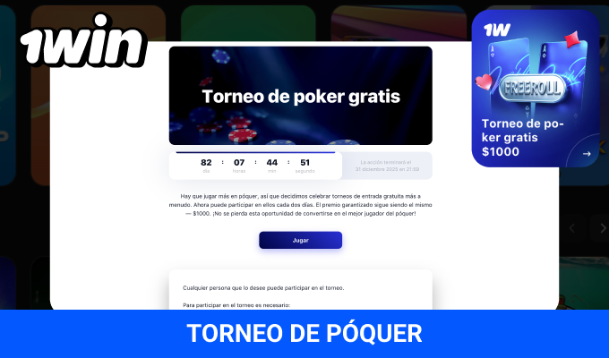 Torneo de póquer 1win premio 5000 USD