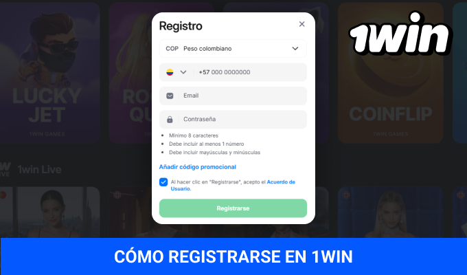 Cómo crear una cuenta en 1win