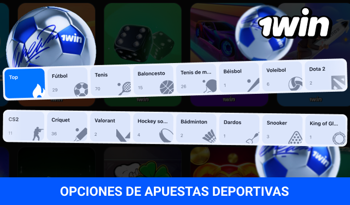Opciones de apuestas deportivas en 1win
