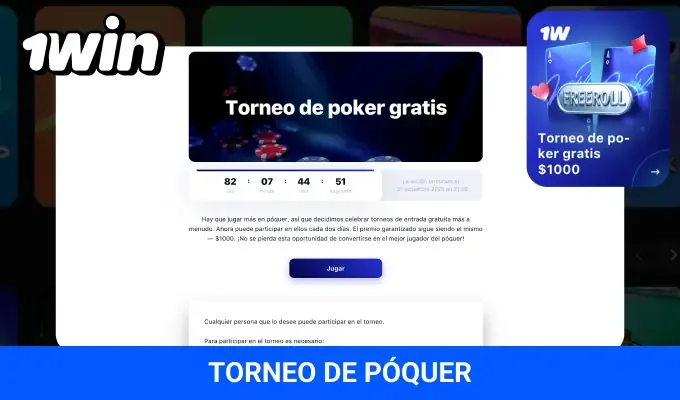 Torneo de póquer 1win premio 20.000.000 COP